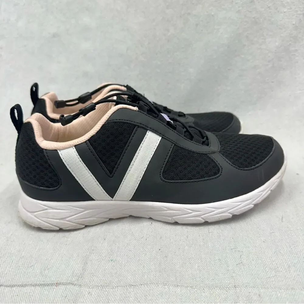 Vionic‎ Maren elastic lace toggle closure comfort walking sneaker black size 9.5